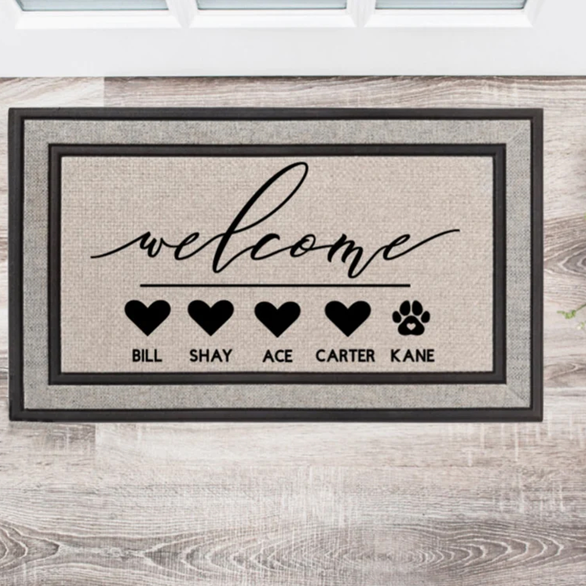 Custom Family And Pet Name Welcome Mat Custom Names Doormat Welcome Mat Housewarming Gift Pet Lover Gift New Home Closing Gift